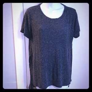 BERSHKA Grey Space Dye Hi Low T-Shirt-L